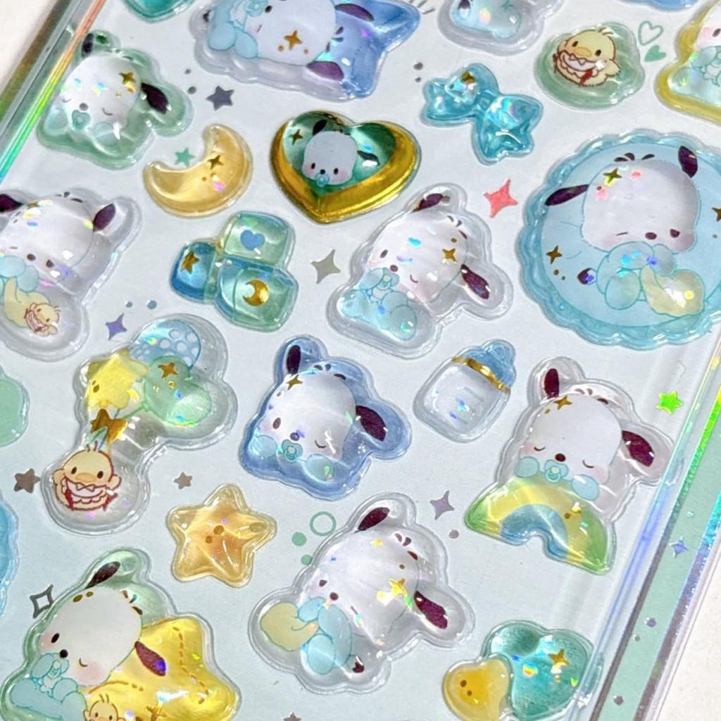 New Product Hot Stamping Crystal Relief Sticker Kulomi Melody Jade Guigou Solid Three-Dimensional Sticker