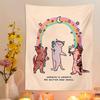 VIKAMA Regenbogen Tanzende Katze Heilende Wandteppich Dopamin Niedlicher Stil Wandbehang für Mädchenzimmer Schlafzimmer Wohnheim Dekor