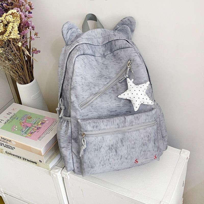 Schoolbag1011 New Korean Style Relaxed Simple Double Shoulder Backpack Japanese Style School Bag High Aesthetic Backpack for Middle and University