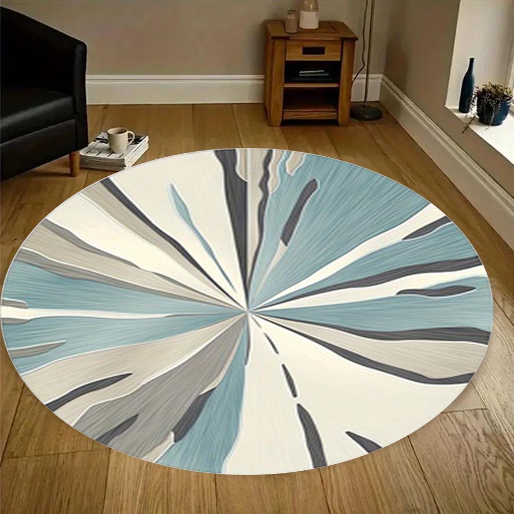 Round Orange Swirl Rug Retro Warm Gradient Curved Stripe Print Home  for Contemporary Minimalist Living Room Interior Makeover
