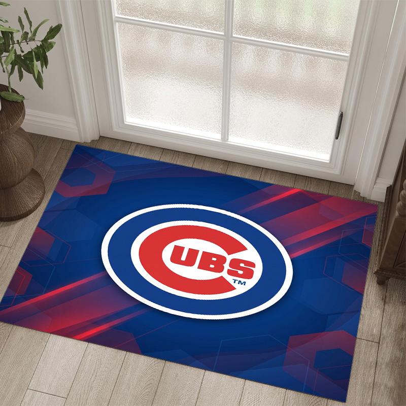 Chicago Cubs Design Crystal Velvet Carpet Cozy Non?Slip Printed Rug For Bedroom Living Room Entrance