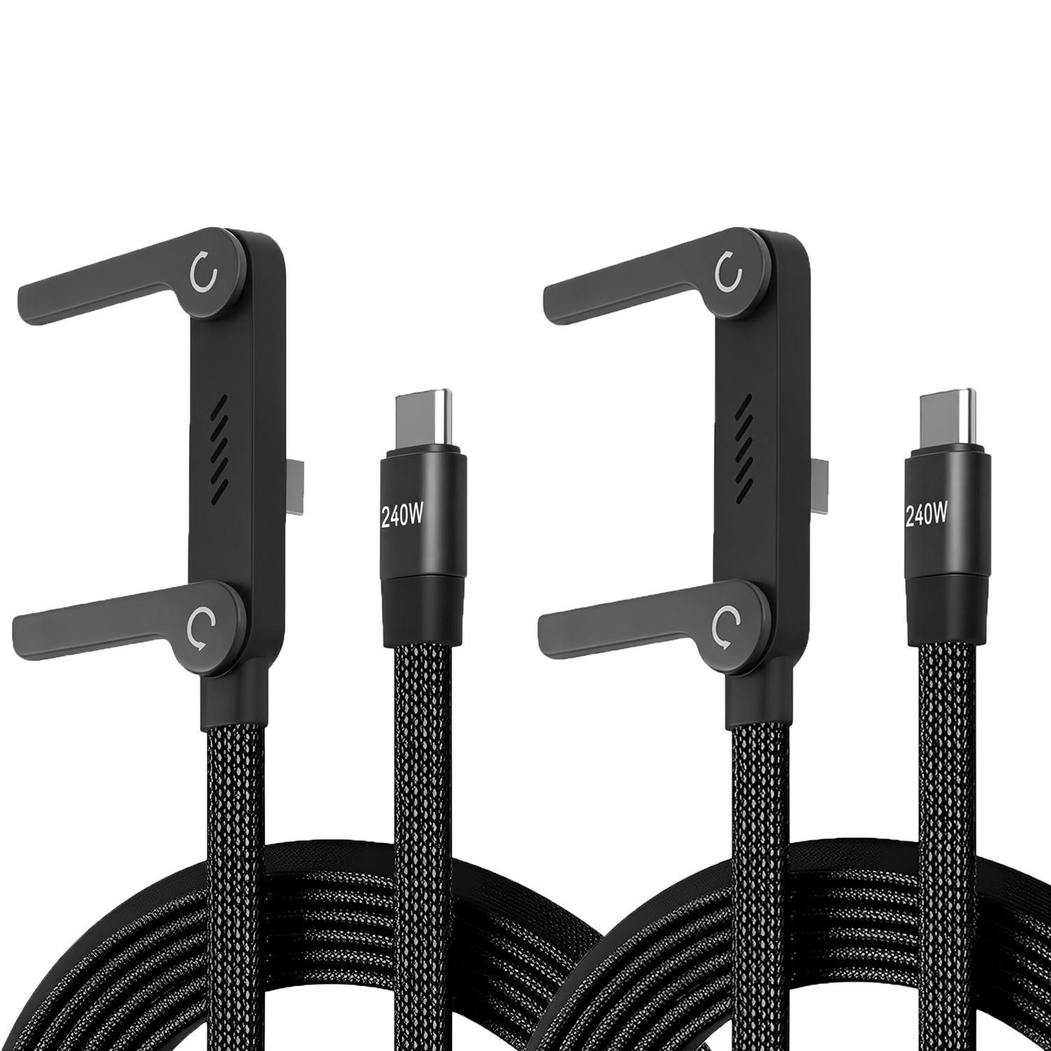 

2Pcs 240W Fast Charging Cable 2-in-1 Foldable Phone Holder Stand Data Cord for iPhone 15 Samsung S24 Xiaomi