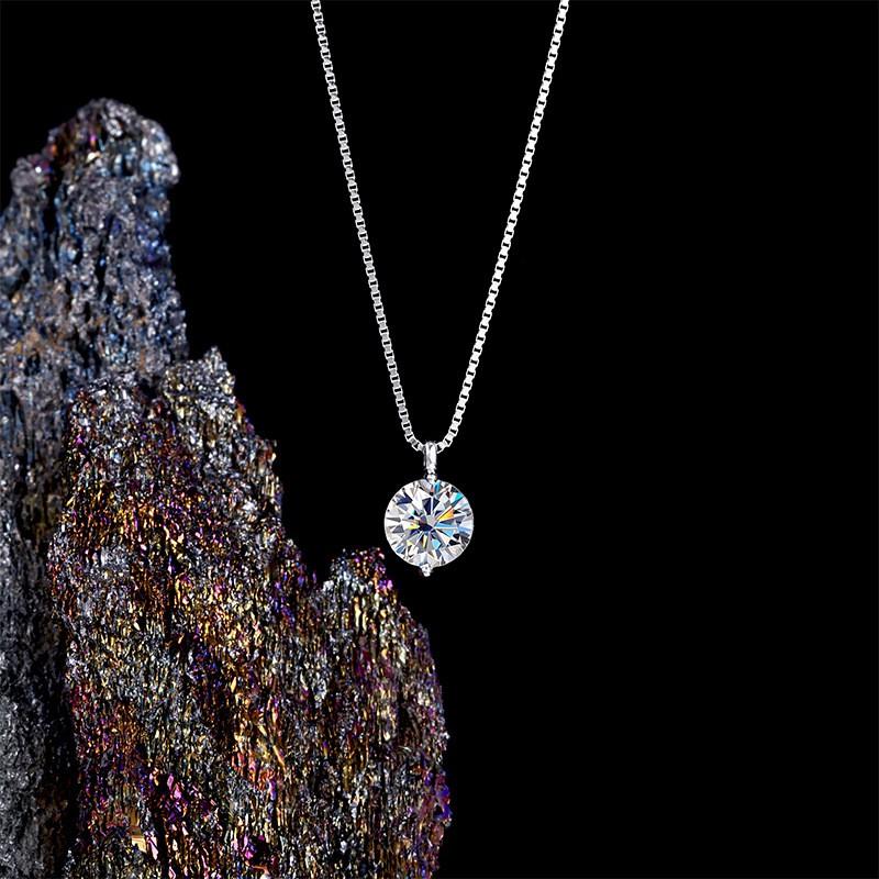 Platinum Plated Moissanite Necklace Minimalist Elegant Jewelry Women