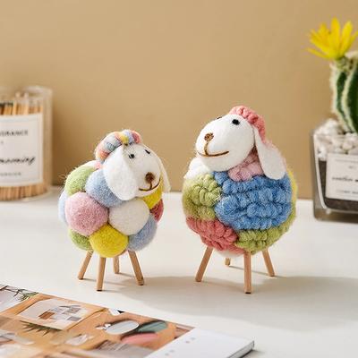 Adorno de Oveja de Fieltro Encantador Accesorios Kawaii Decoración Moderna para el Hogar Figuras de Interior Accesorios de Decoración para Habitaciones Regalos para Niños