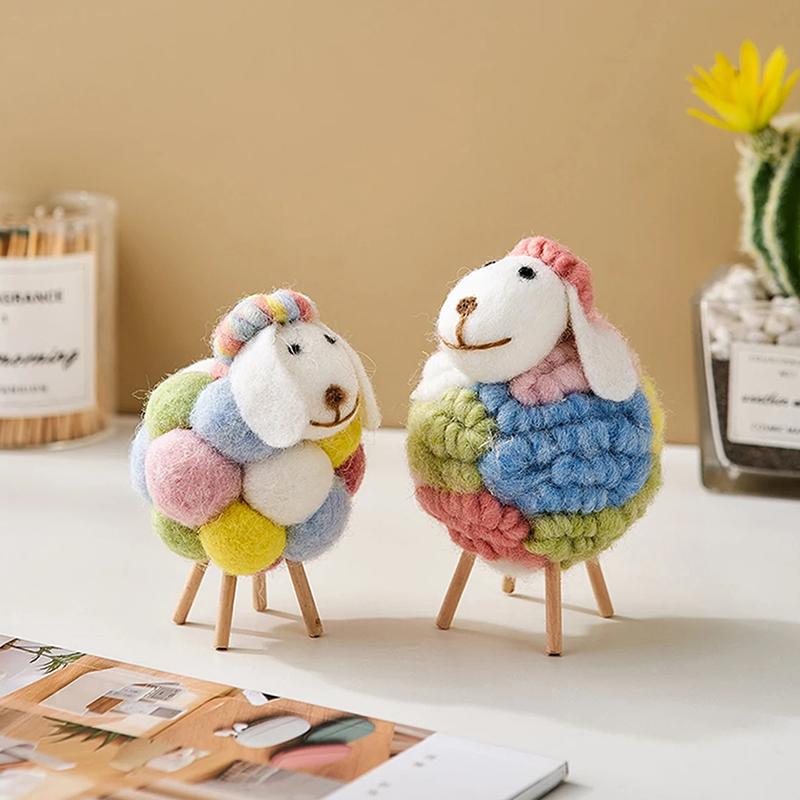 Adorno de Oveja de Fieltro Encantador Accesorios Kawaii Decoración Moderna para el Hogar Figuras de Interior Accesorios de Decoración para Habitaciones Regalos para Niños