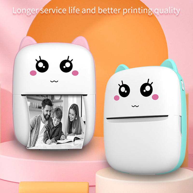 Mini HD Portable Printer Sticker Label Bluetooth Pocket Thermal Printer With Rolls Paper For Student Note Inkless Printing