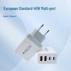 40W EU Standard 4-Port Fast Charger: 2 USB-C & 2 USB-A for Mobile Phones & Watches