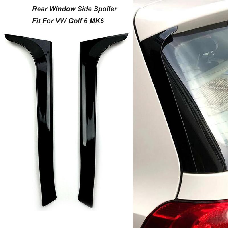 1 Para Błyszczący Czarny Spoiler Boczny Tylnej Szyby Canard Zamiennik Dla VW Golf 6 MK6 2008 2009 2010 2011 2012