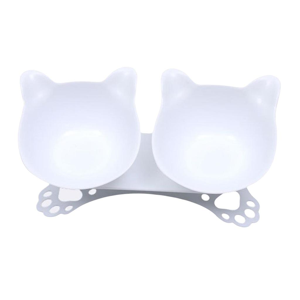 Double Elevated Cat Bowls Feeder Detachable Inclined Portable Drinking Bowl Water Dispenser