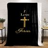I Love Jesus Themed Blanket  Printed Blanket for Living Room Bed Couch Lunch Break Soft Cozy Blanket for Friend's Festival Gift