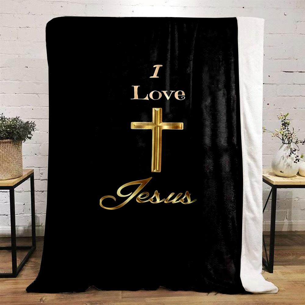 I Love Jesus Themed Blanket Printed Blanket for Living Room Bed Couch Lunch Break Soft Cozy Blanket for Friend's Festival Gift