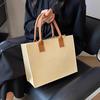 Trendy Color Block Large Tote: High-Capacity Felt Shopping Bag with Unique Personality