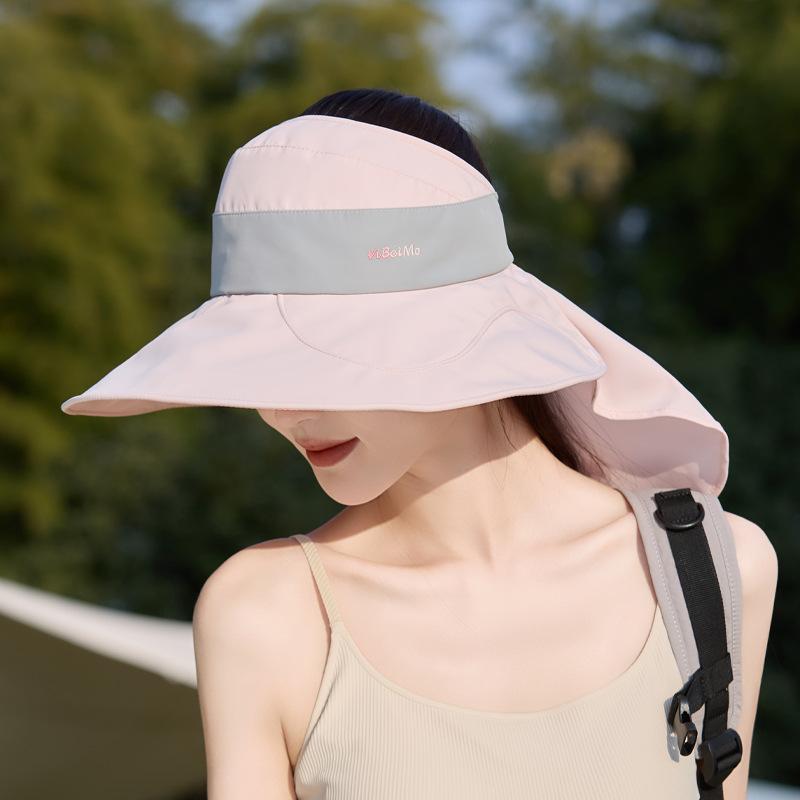 New summer sunscreen sun hat showing face small fashion versatile sun hat children's big eaves shawl neck bucket hat