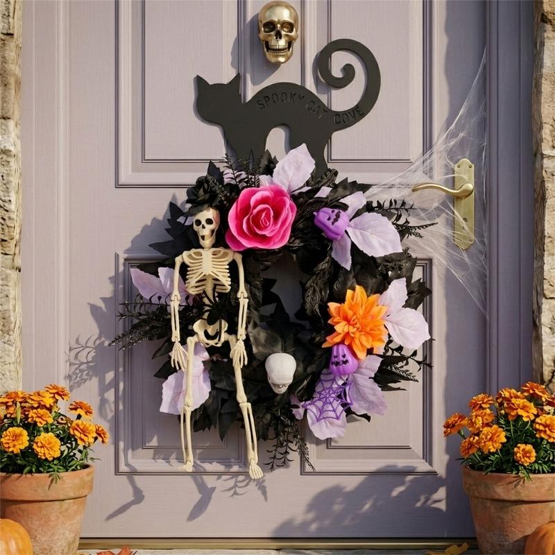 45 cm Seasonal Wreath for Door Wall Window or Porch Use with Dark Finish Round Shape and Entry Area Placement during Seasonal Change