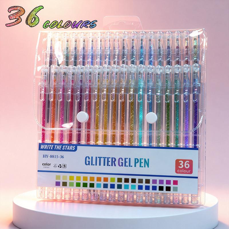 Multicolor Glitter Gel Pens Set 1mm Bullet Tip Sparkling Drawing Pens For School Art Journaling Writing Drawing