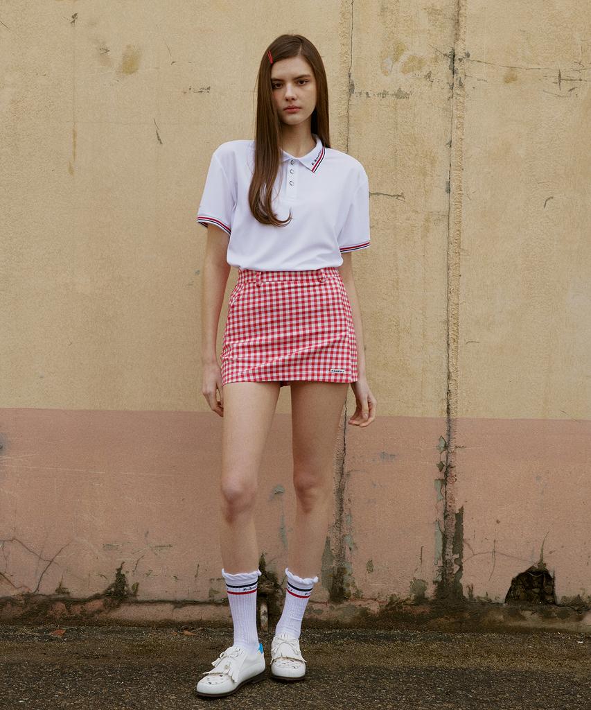 KANDINI Red Check Set-Up Skirt