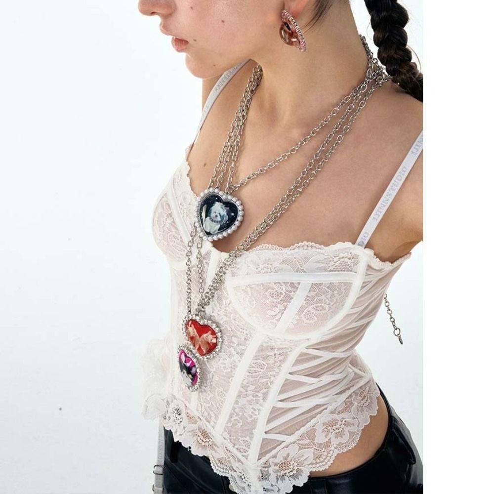 Kitten Puppy Sweater Chain Unique Style Heart  Necklace Cat Dog Necklace  Women Girls