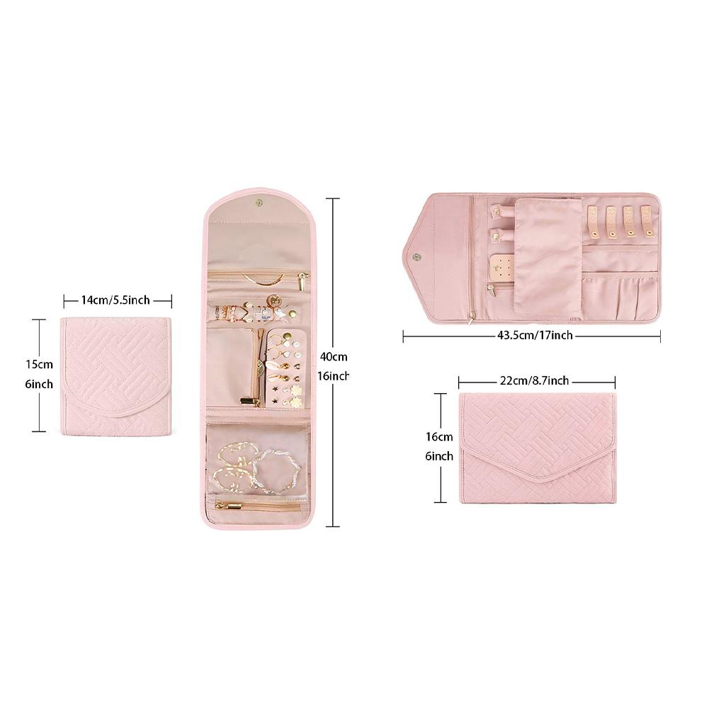 Foldable Travel Jewelry Bag Portable Necklace Earrings Rings Case Organizer Jewelry Storage Bag For Girls Journey Essentials