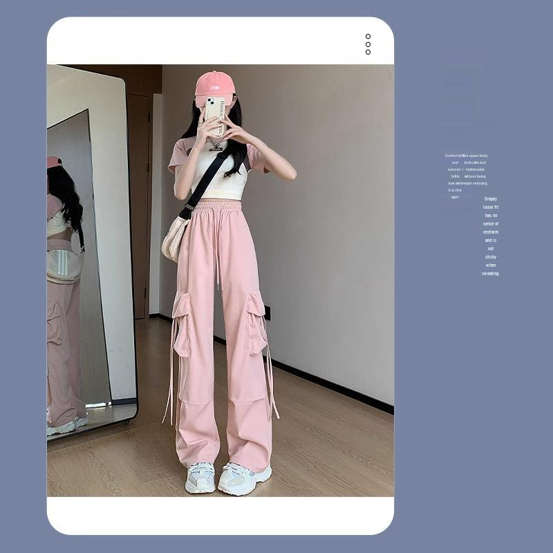 

Women s High-Waist Pink Cargo Parachute Pants - Summer 2024 Collection S (80-95 lbs)