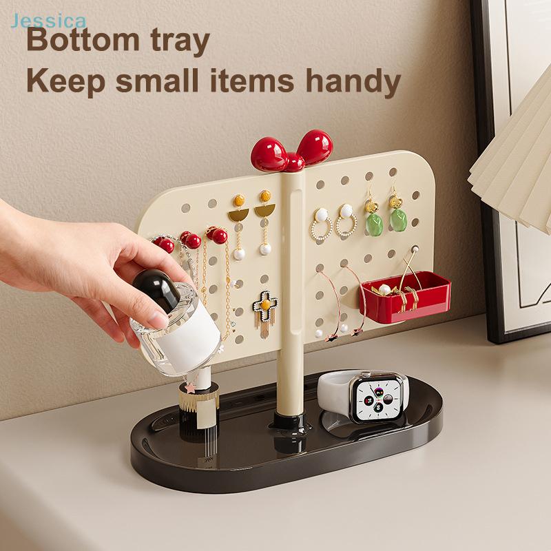 Desktop Jewelry Storage Rack For Earrings,Necklaces,And Other Accessories;Ring And Stud Storage Box;Pegboard Organizer