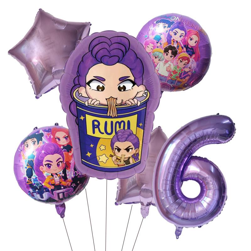 Kpop Demon Hunters Children's Birthday Party Decoration Ball Number Digit 1-9 Balloon Set Baby Shower Party Supplies Gift Toy
