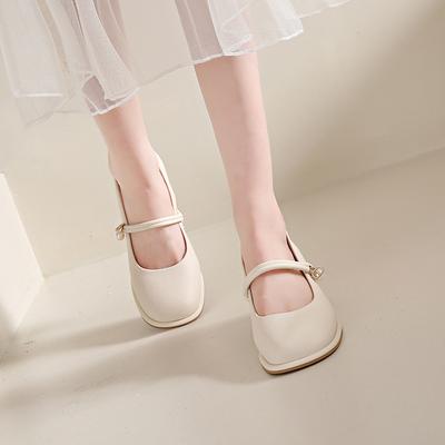 Prancūziški Mary Jane pavasaris 2025 nauji moteriški batai pasakiškas vakaro vėjas žodis su storu kulnu aukštakulniai maži odiniai batai