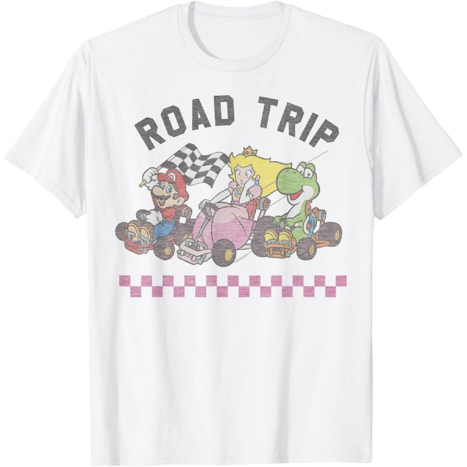 

Mario Kart Road Trip Mario Peach Yoshi Trio Vintage T-Shirt XXXXXL білий