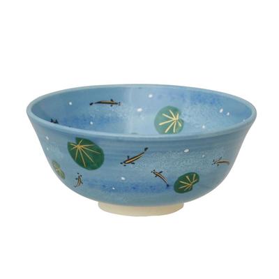 Tea Flat Colored Aquatic Plants and by Miyama Higashiyama Utensils, Bowl, Illustrations, Medaka,