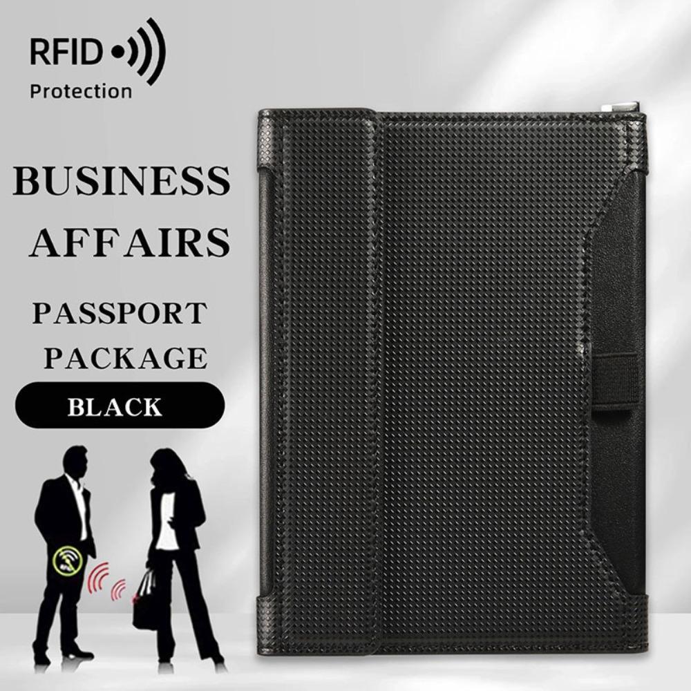 New Solid Color Passport Holder RFID Blocking Ticket Slot Clip Protective Cover Protector Leather Travel Card Bag