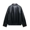 Modische und vielseitige lockere Revers-Reißverschluss-Pilotjacke Mantel Damen Herbst Neu PU-Lederjacke