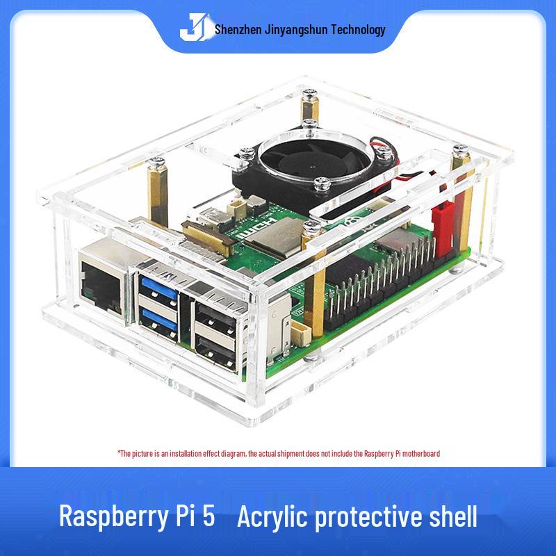 Raspberry Pi 5 Acrylic Case with Cooling Fan