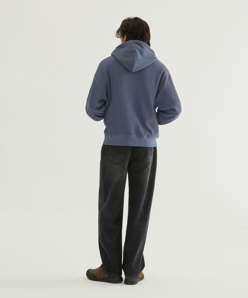 COVERNAT Small Logo Waffle Zip-Up Hoodie Blue