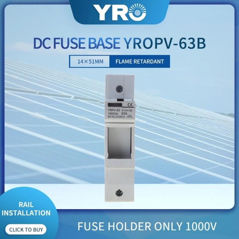 1000VDC Solar Fuse Holder 14x51mm PV DC Midget-Fuse Base for Photovoltaic System