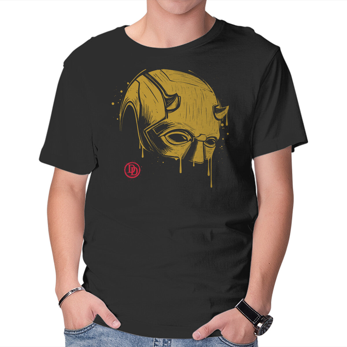 Unisex Crew Neck T-Shirt Devil Mask Graphic Short Sleeve Casual Tee XXL