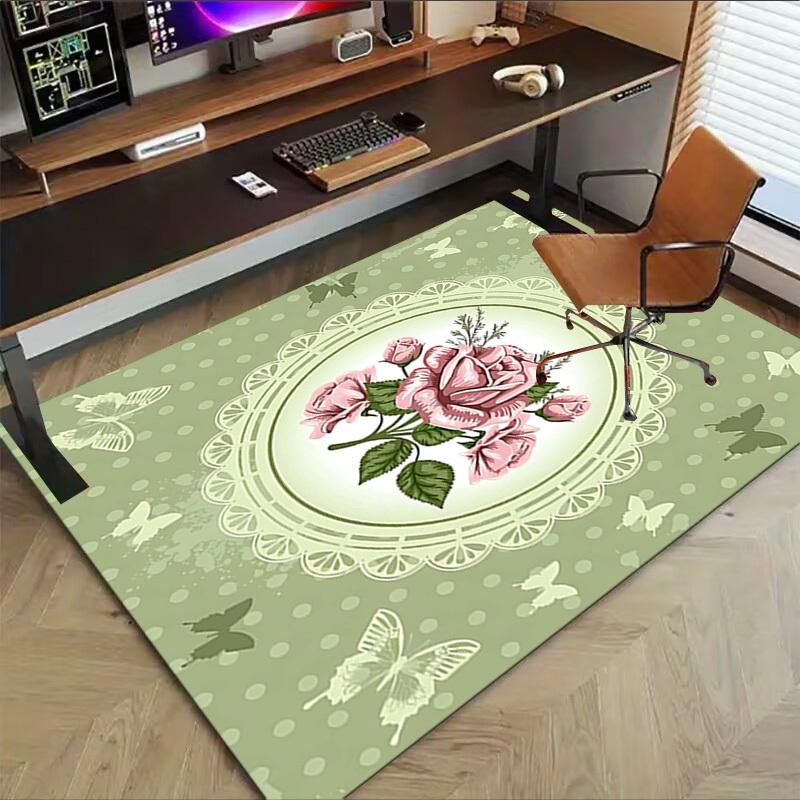 1PC Rose Butterfly Extra Large Non Slip Floor carpet, Office, family, bedroom, Studio Large Area Rug Indoor Rugs, Vibrant Colors