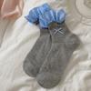 Miu Short Tube Socks Children'S Jk Blue Plaid Lace Women'S Socks Bow Summer Thin Boneless Cotton Socks
