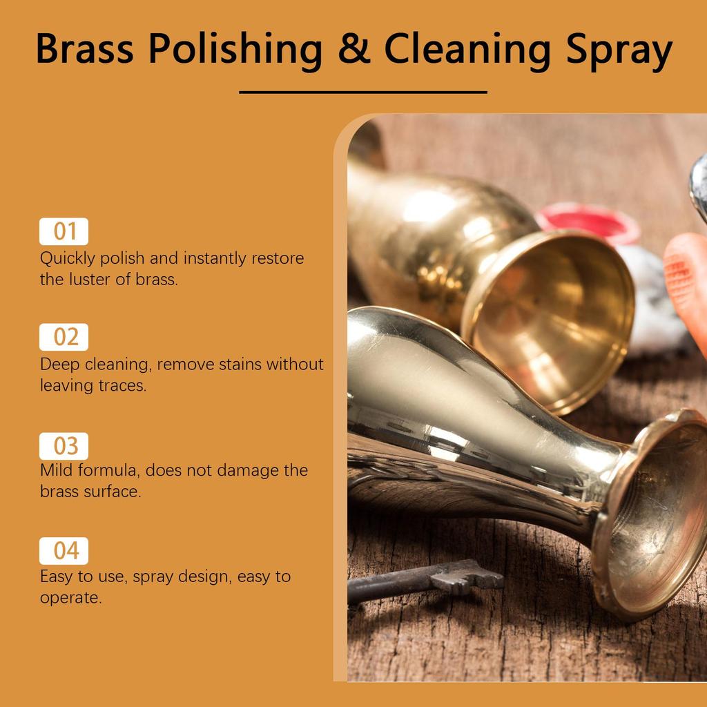 Jakehoe Brass Polishing Cleaning Spray Tarnish Removing Polishing Brightening Gentle Maintenance Brass Care Spray