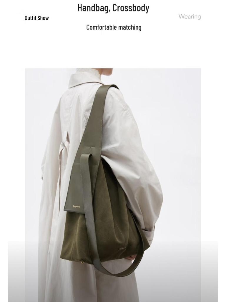 Songmont Yamashita Arimatsu Suede Tote: Large Capacity, Versatile Commuting Crossbody Shoulder Bag