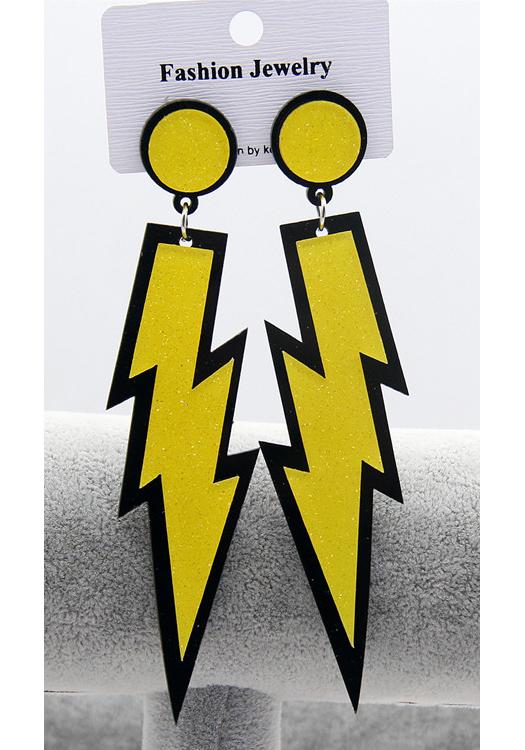 Statement Shiny Glitter Lightning Acrylic Drop Earrings For Women Punk Long Pendant Dangle Earrings Fashion Jewelry Accessories