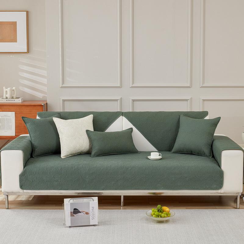 Husă de canapea din bumbac pur, spate antiderapant, pernă, covor pentru canapea de living, culoare uni, gogoașă brodată, husă de canapea lavabilă la mașină