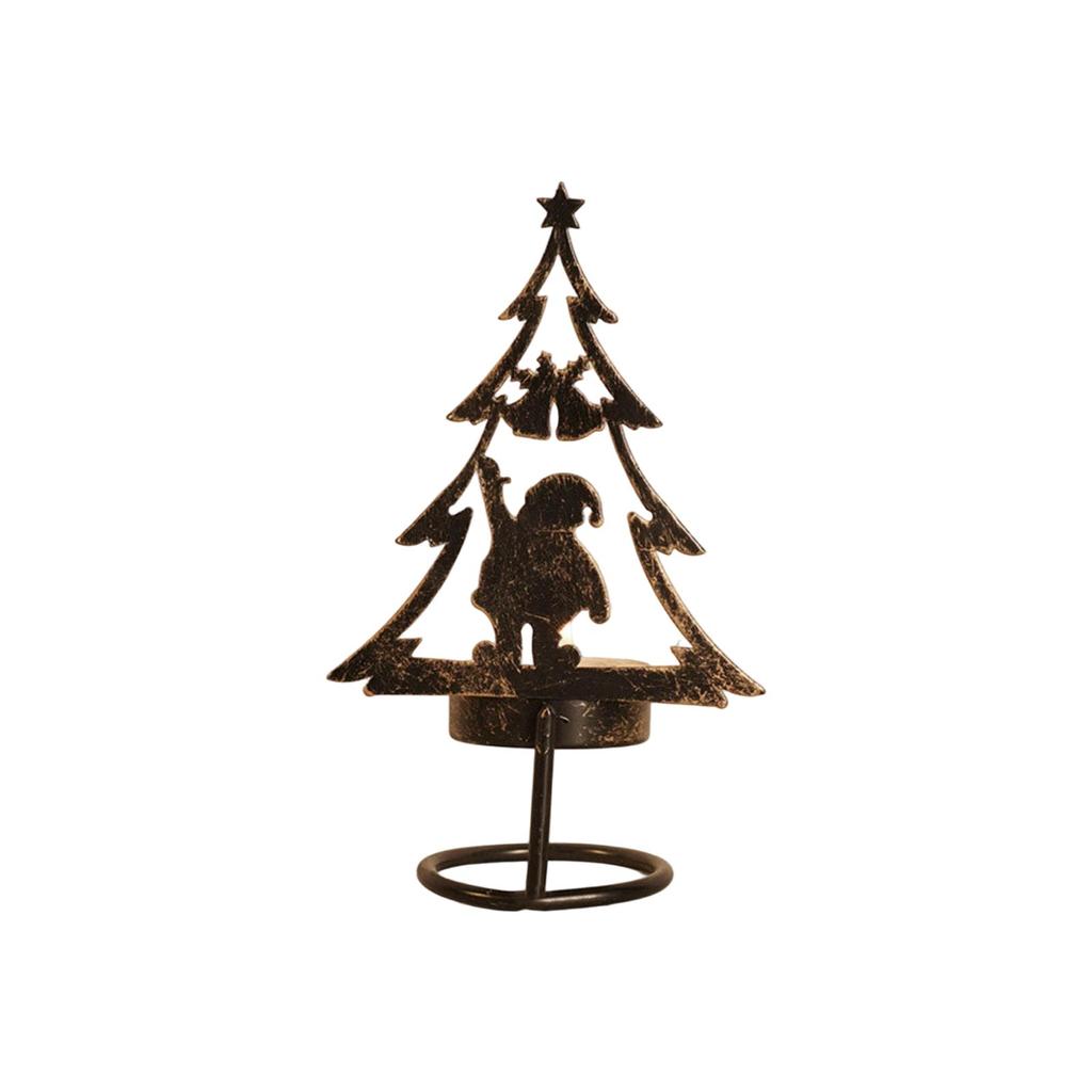 Christmas Candlestick Christmas Tree Shape Ornaments Holiday Atmosphere Decoration Retro Candle Holder Layout Scene Prop