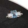 Copper inlaid imitation sea blue zircon ring, European beautiful women's engagement ring