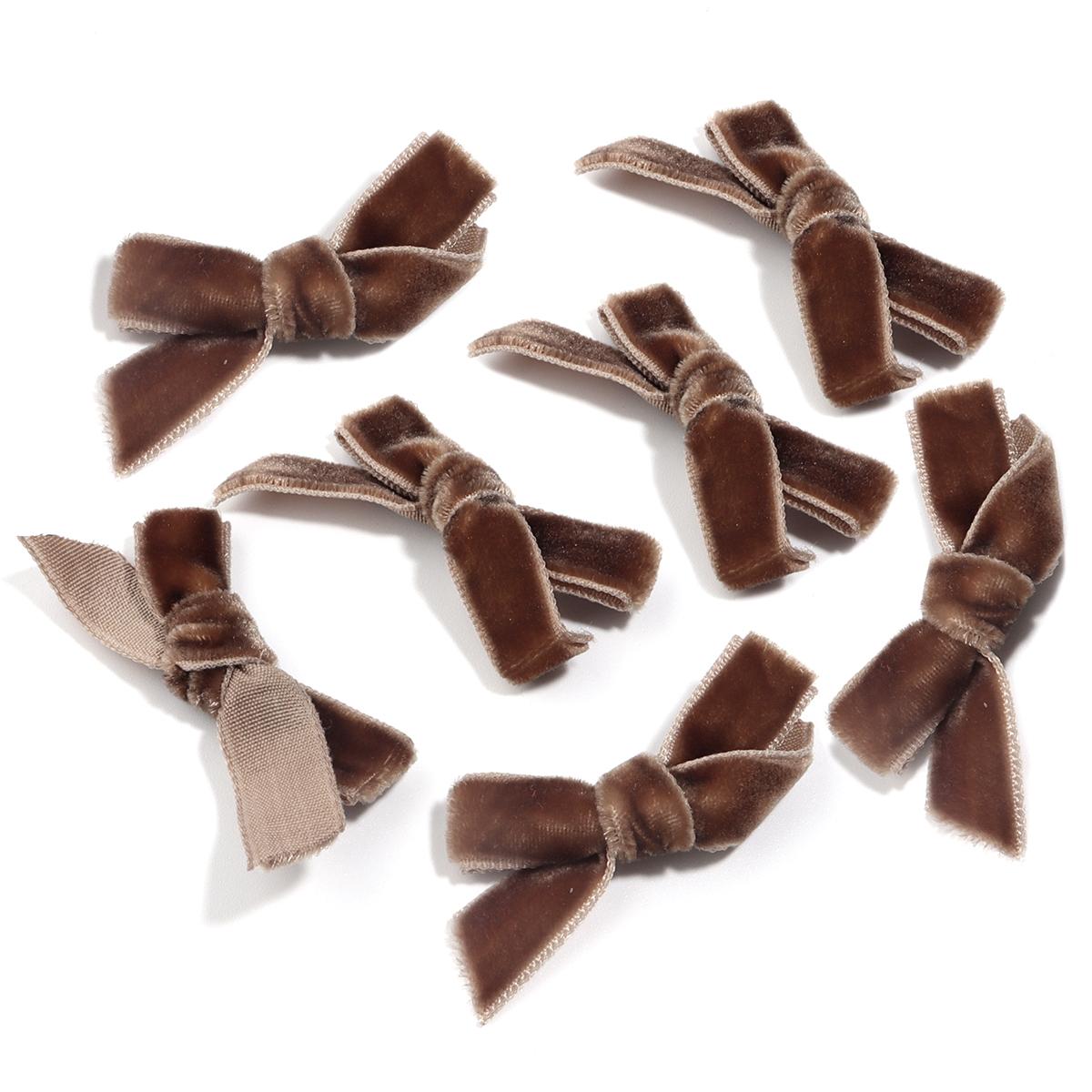 

10pcs Colorful Velvet Bows Single Sided Hand Tied Bowknot For Birthday Party Decoration DIY Crafts Clothing Headwear Accessories коричневый