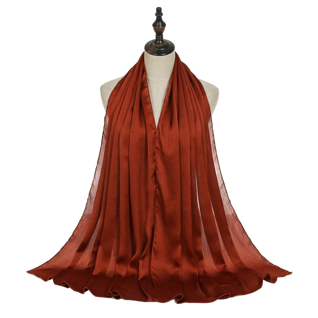 New Arrival Crinkle Satin Chiffon Hijab Scarf Plain Shawls Wrinkle Scarves Women Muslim Turban Solid Color Headscarf 36 Colors