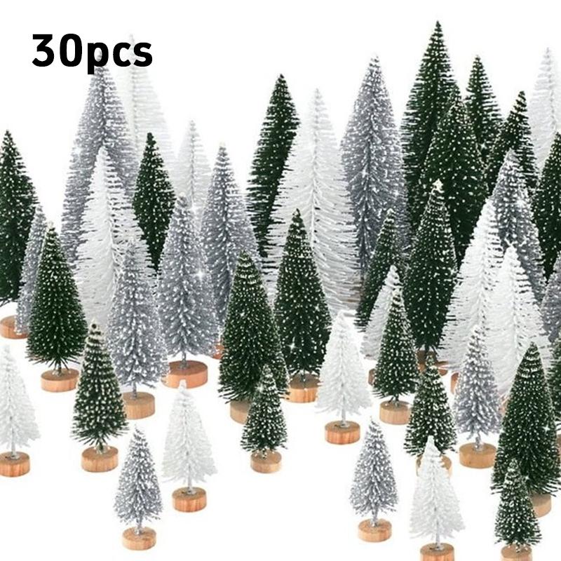 8/12pcs Mini Wooden Christmas Trees Artificial Christmas Tree For Xmas Tabletop Ornaments Christmas Decorations 2025 Navidad