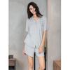 Ladies Summer Cool Feeling Short Sleeve Loungewear Shorts Set Love Pocket Solid Colour Stripe Modal Cotton Pajama Set