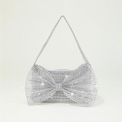 Women Shiny Rhinestone Dinner Underarm Bag Wedding Shoulder Purses Luxury Design Lady Bowknot Handbag Evening Bags AVE