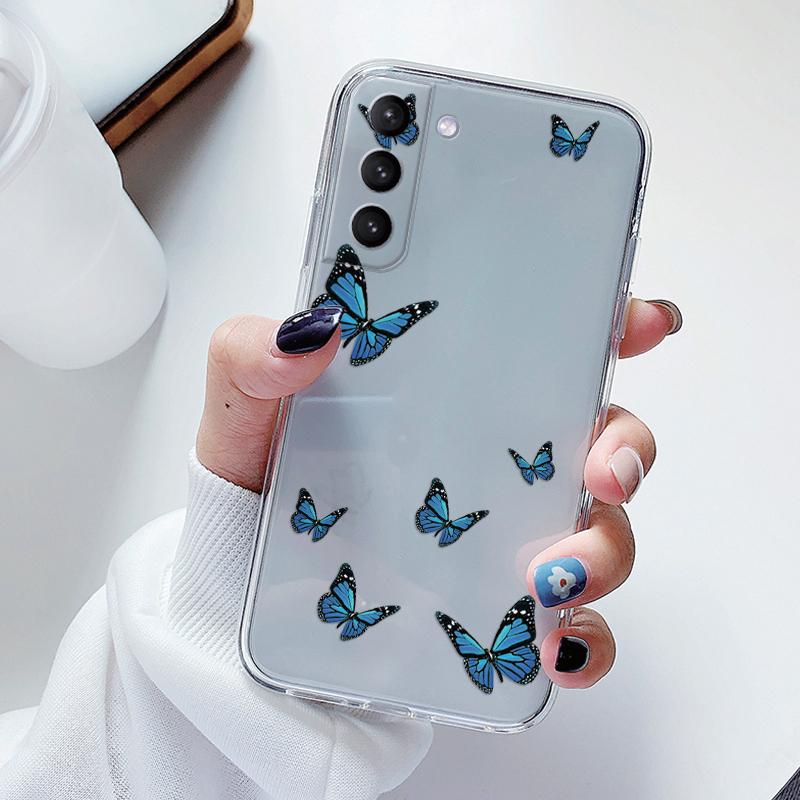 Transparent Case For Samsung Galaxy S23 S 23 Ultra S23 Plus Cover Cartoon Flowers Soft TPU Shockproof Funda For Samsung S24+ Bag