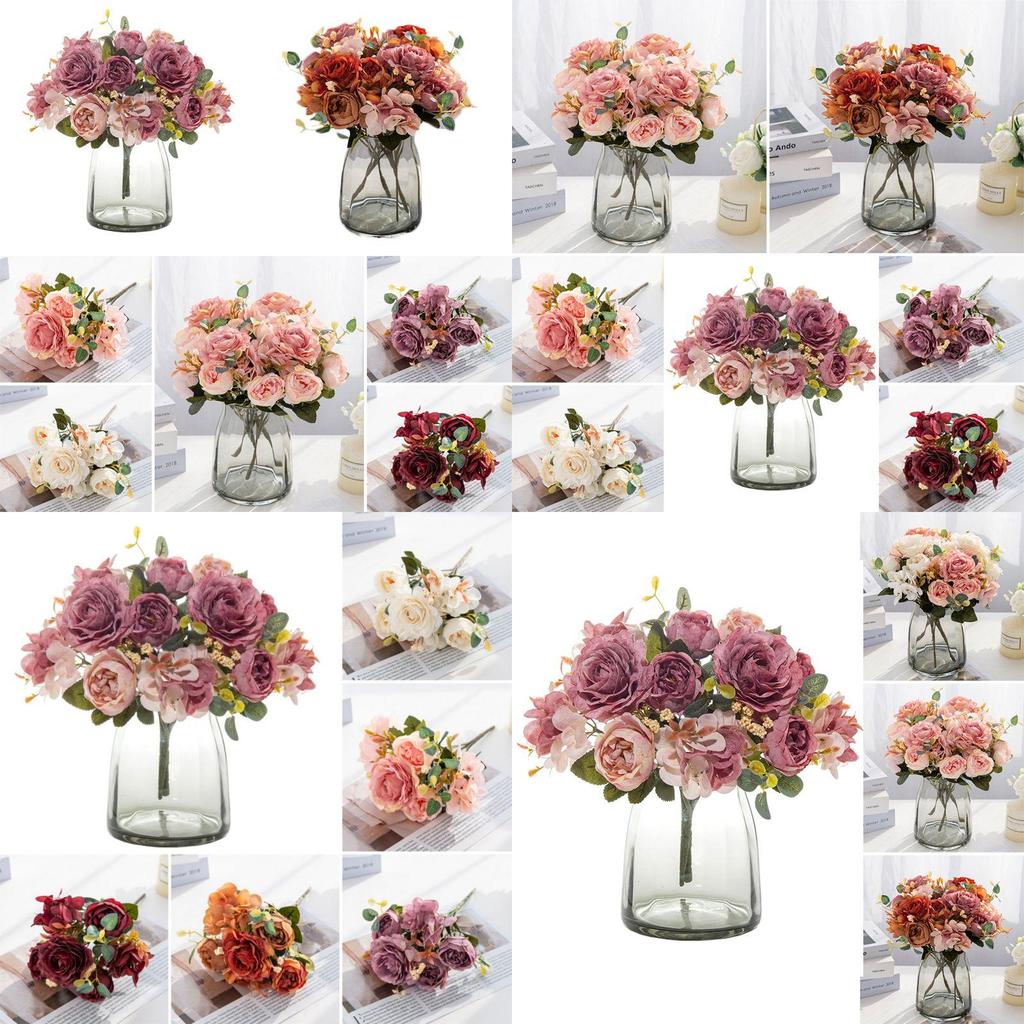 High Realistic Artificial Silk Flowers Fake Roses Bunches For Photography Props