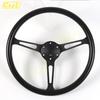NEW Black Classic PU Steering Wheel 15inch 380mm Flat Dish Racing Sports Steering Wheel for Universal